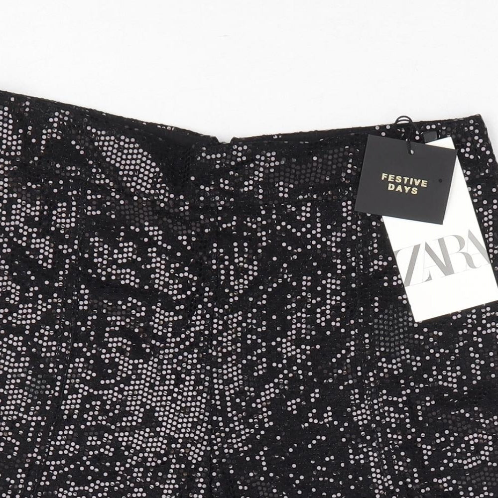 Zara Womens Black Polyamide Hot Pants Shorts Size XS L3 in Regular Zip