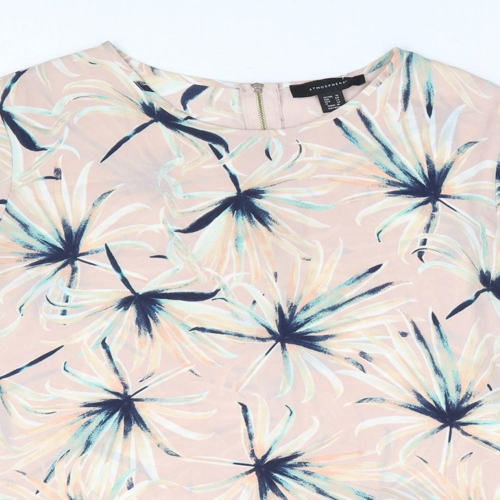 Primark Womens Pink Floral Polyester Basic Blouse Size 18 Round Neck
