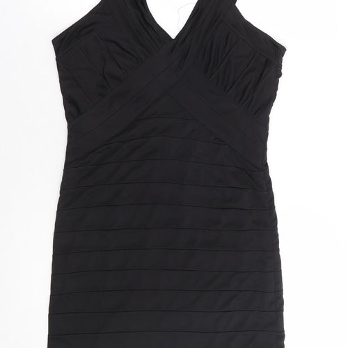 VERO MODA Womens Black Polyester Bodycon Size L V-Neck Pullover