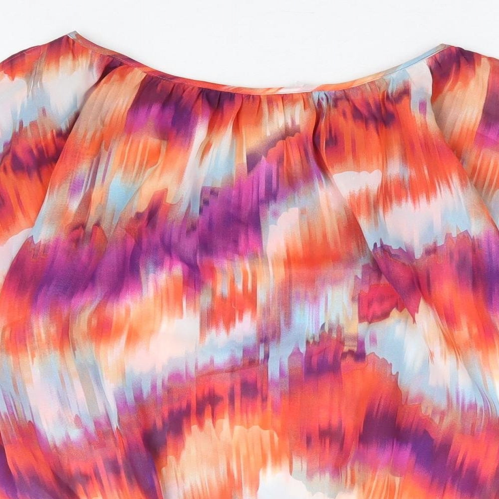 Et Vous Womens Multicoloured Geometric Polyester Basic Blouse Size 10 Round Neck - Could Shoulder Angel Sleeve