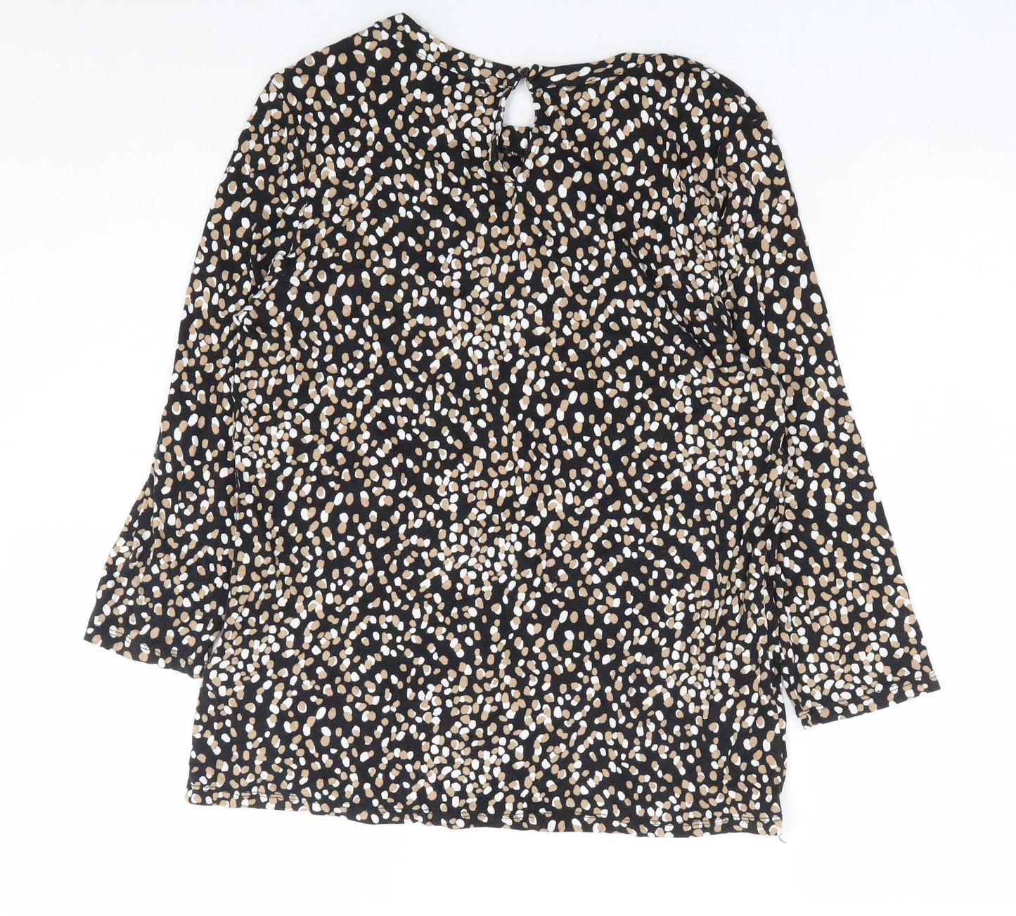 Hobbs Womens Brown Geometric Viscose Basic Blouse Size M Round Neck