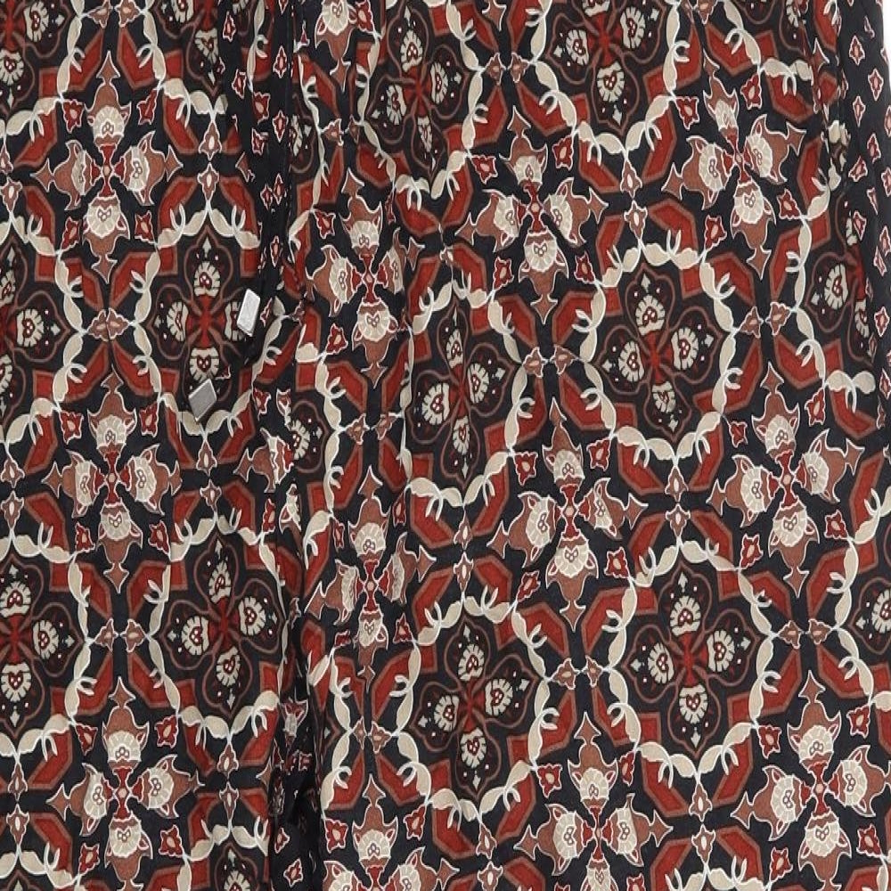 ESMARA Womens Black Geometric Viscose Harem Trousers Size 12 L24 in Regular Drawstring