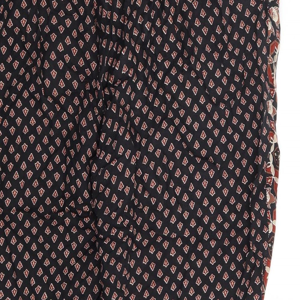 ESMARA Womens Black Geometric Viscose Harem Trousers Size 12 L24 in Regular Drawstring