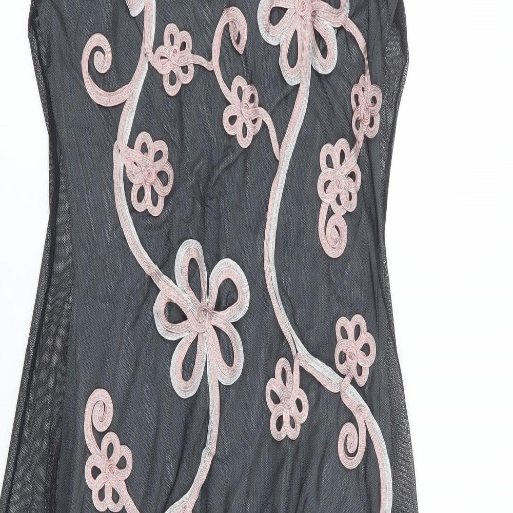 Phase Eight Womens Grey Floral Nylon A-Line Size 12 V-Neck Pullover