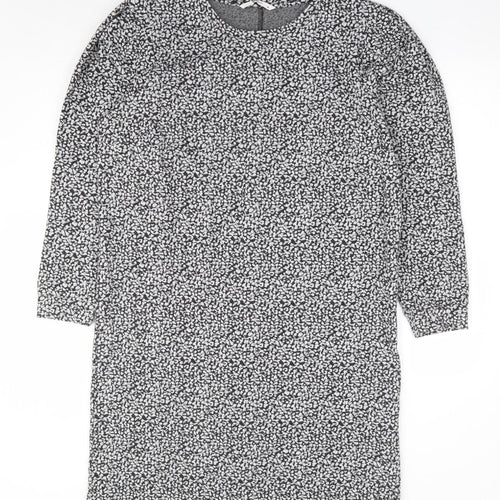 TU Womens Grey Geometric Polyester Shift Size 16 Round Neck Pullover