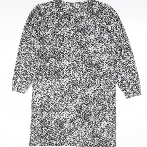 TU Womens Grey Geometric Polyester Shift Size 16 Round Neck Pullover