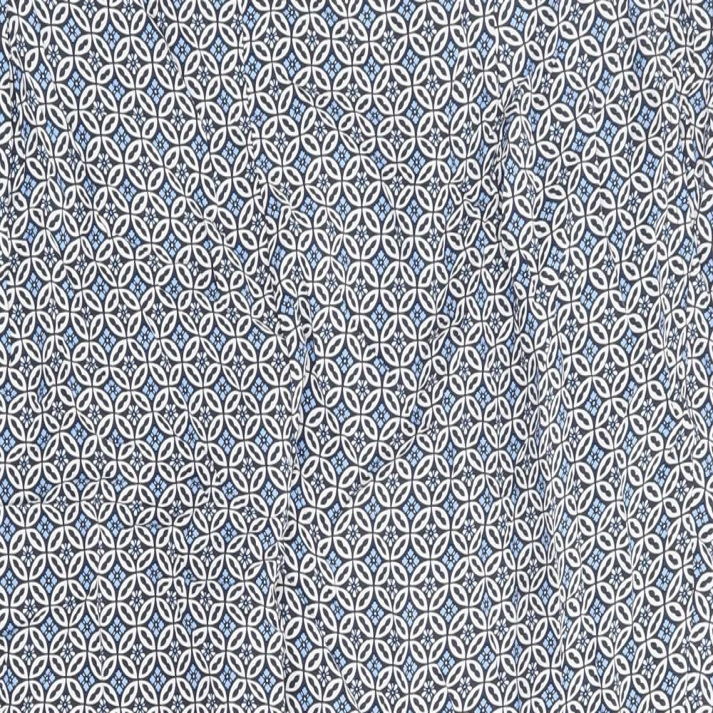 Marks and Spencer Womens Blue Geometric Viscose Harem Trousers Size 22 L25 in Regular - Short Length