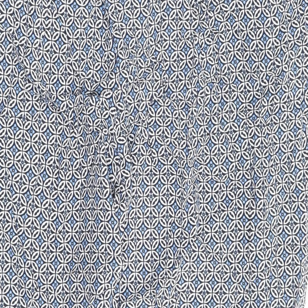 Marks and Spencer Womens Blue Geometric Viscose Harem Trousers Size 22 L25 in Regular - Short Length