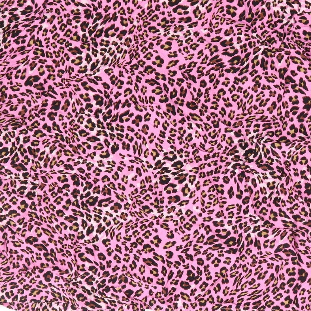 Marks and Spencer Womens Pink Animal Print Viscose Basic Blouse Size 18 V-Neck - Leopard Print