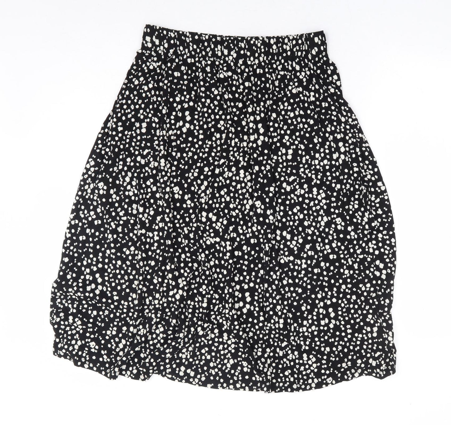 Marks and Spencer Womens Black Animal Print Viscose A-Line Skirt Size 10 - Leopard Print