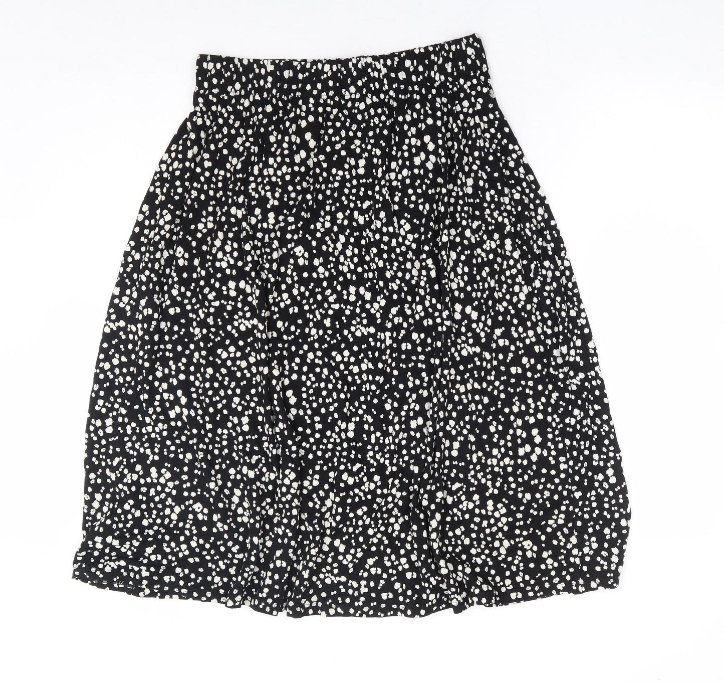 Marks and Spencer Womens Black Animal Print Viscose A-Line Skirt Size 10 - Leopard Print