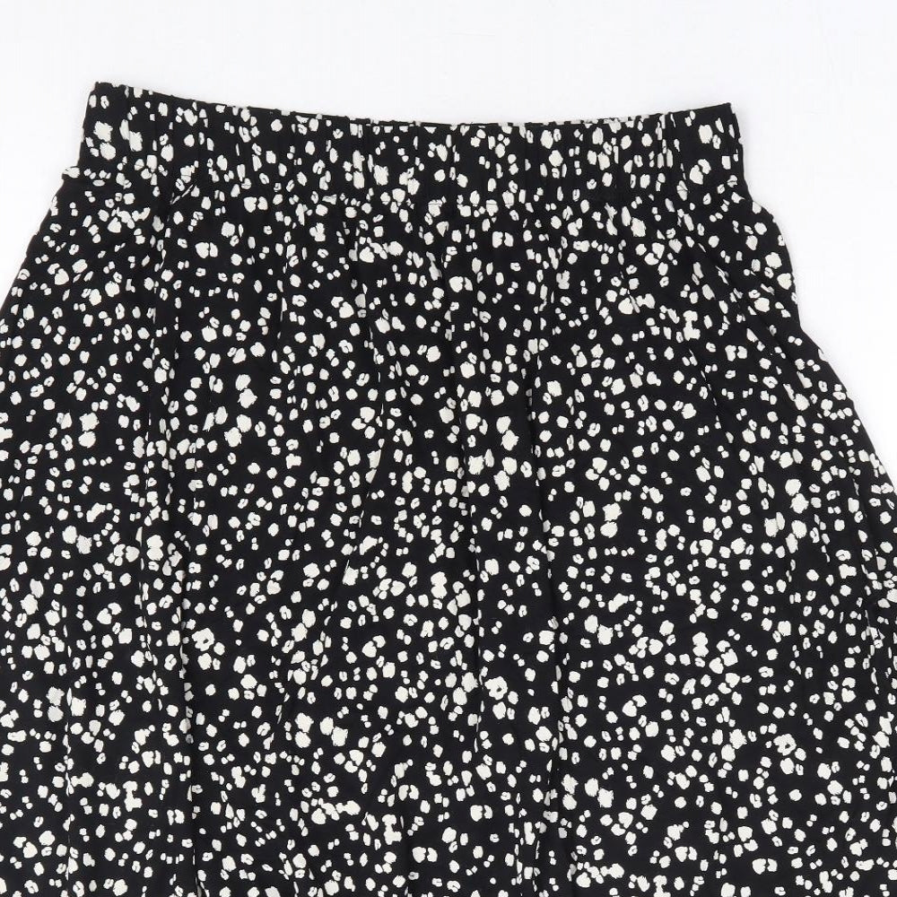 Marks and Spencer Womens Black Animal Print Viscose A-Line Skirt Size 10 - Leopard Print