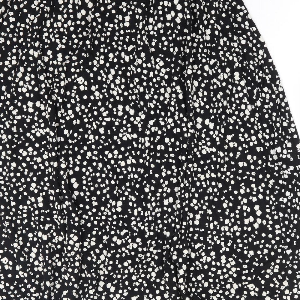 Marks and Spencer Womens Black Animal Print Viscose A-Line Skirt Size 10 - Leopard Print