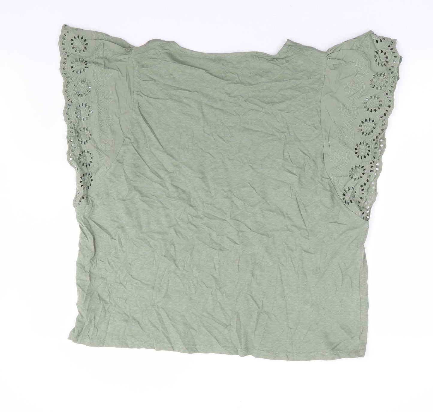 Marks and Spencer Womens Green 100% Cotton Basic T-Shirt Size 22 Round Neck