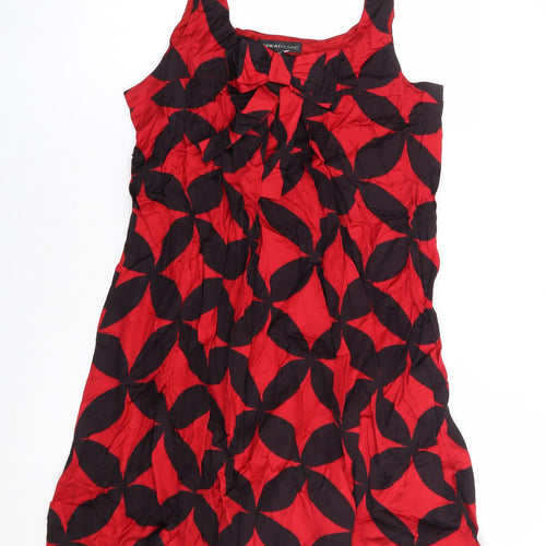 Great Plains Womens Red Geometric Viscose A-Line Size XL Scoop Neck Zip