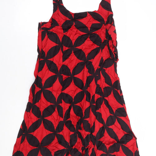 Great Plains Womens Red Geometric Viscose A-Line Size XL Scoop Neck Zip
