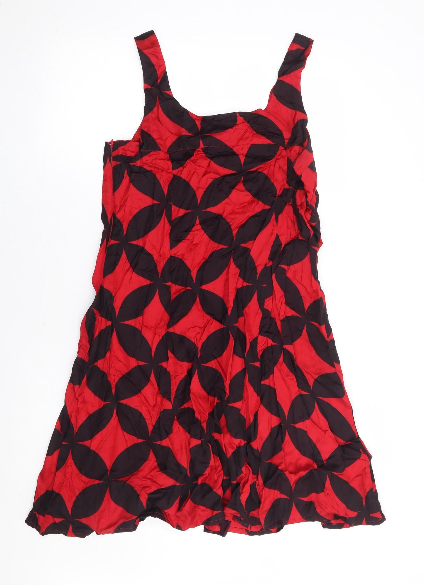 Great Plains Womens Red Geometric Viscose A-Line Size XL Scoop Neck Zip