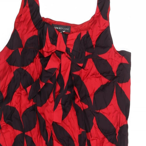 Great Plains Womens Red Geometric Viscose A-Line Size XL Scoop Neck Zip