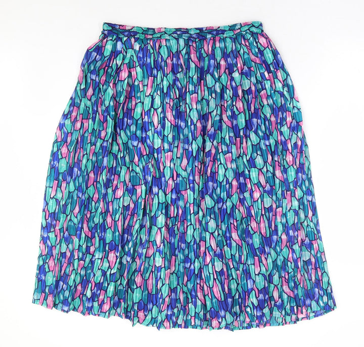 Preworn Womens Multicoloured Geometric Polyester Pleated Skirt Size 32 in