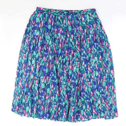 Preworn Womens Multicoloured Geometric Polyester Pleated Skirt Size 32 in