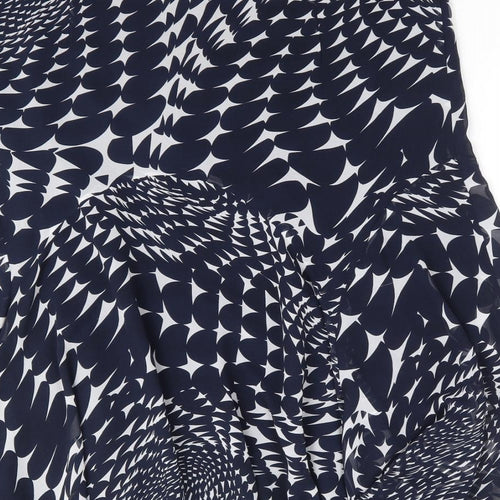 Marks and Spencer Womens Blue Geometric Polyester A-Line Skirt Size 12 Zip