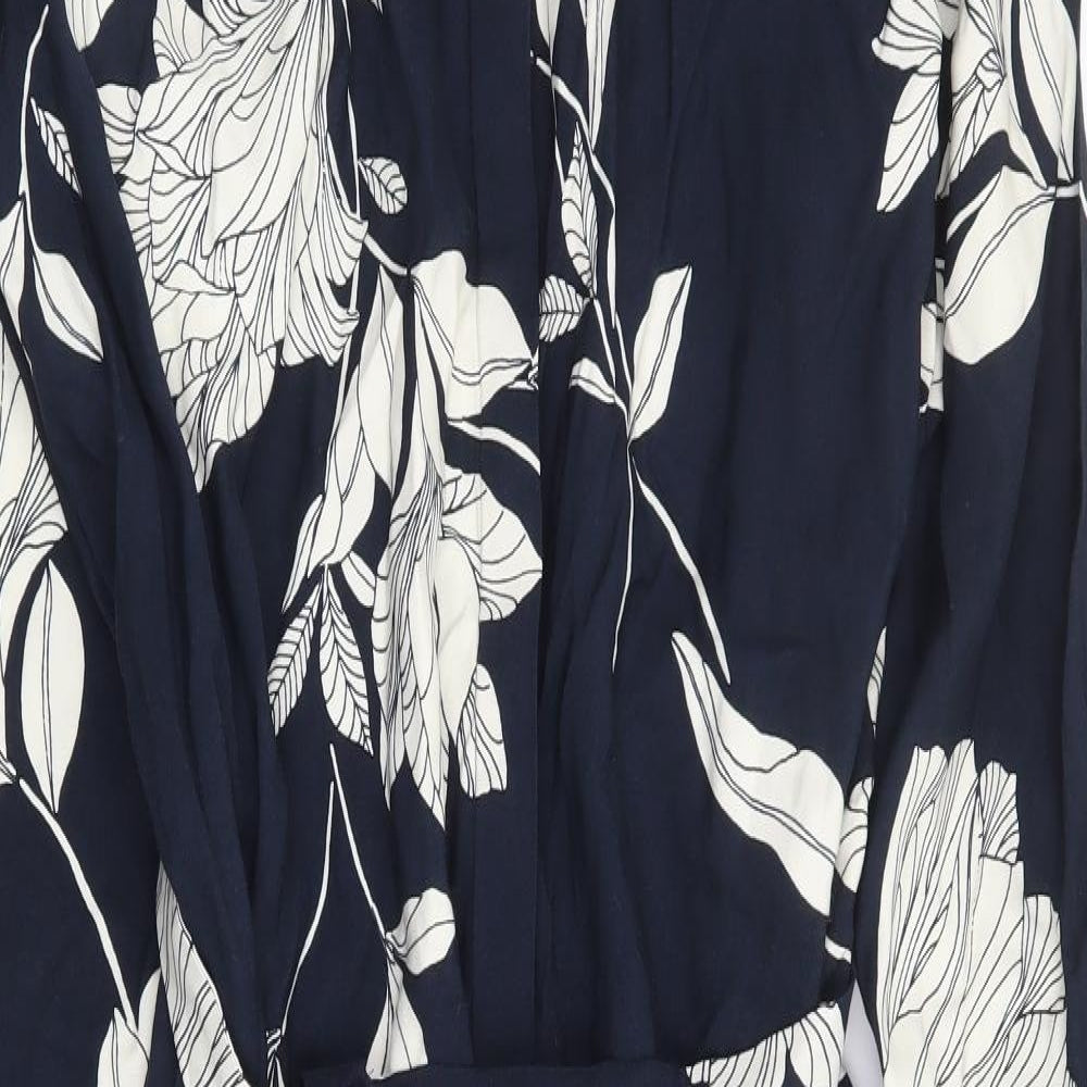 Autograph Womens Blue Floral Viscose Shirt Dress Size 12 Collared Button