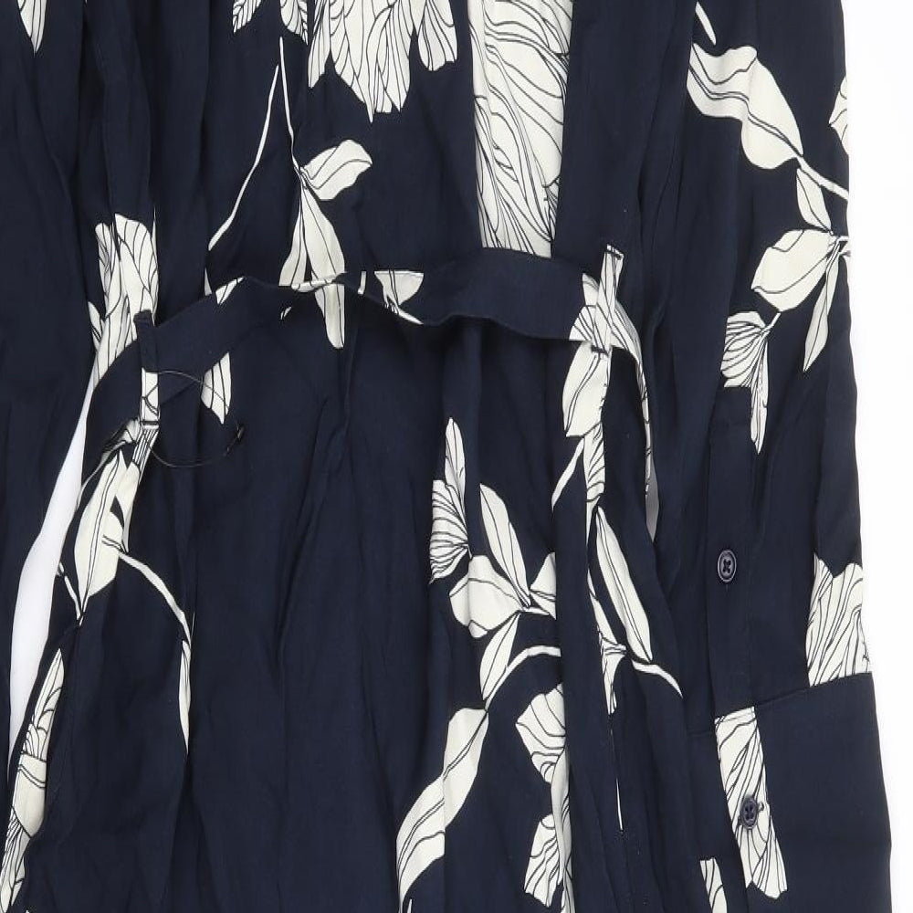 Autograph Womens Blue Floral Viscose Shirt Dress Size 12 Collared Button