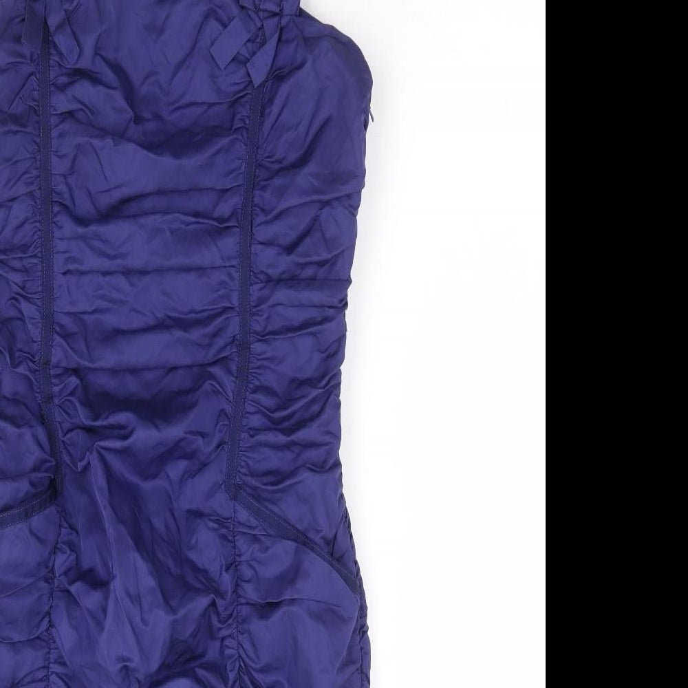 Whistles Womens Purple Cotton Bodycon Size 12 Square Neck Zip