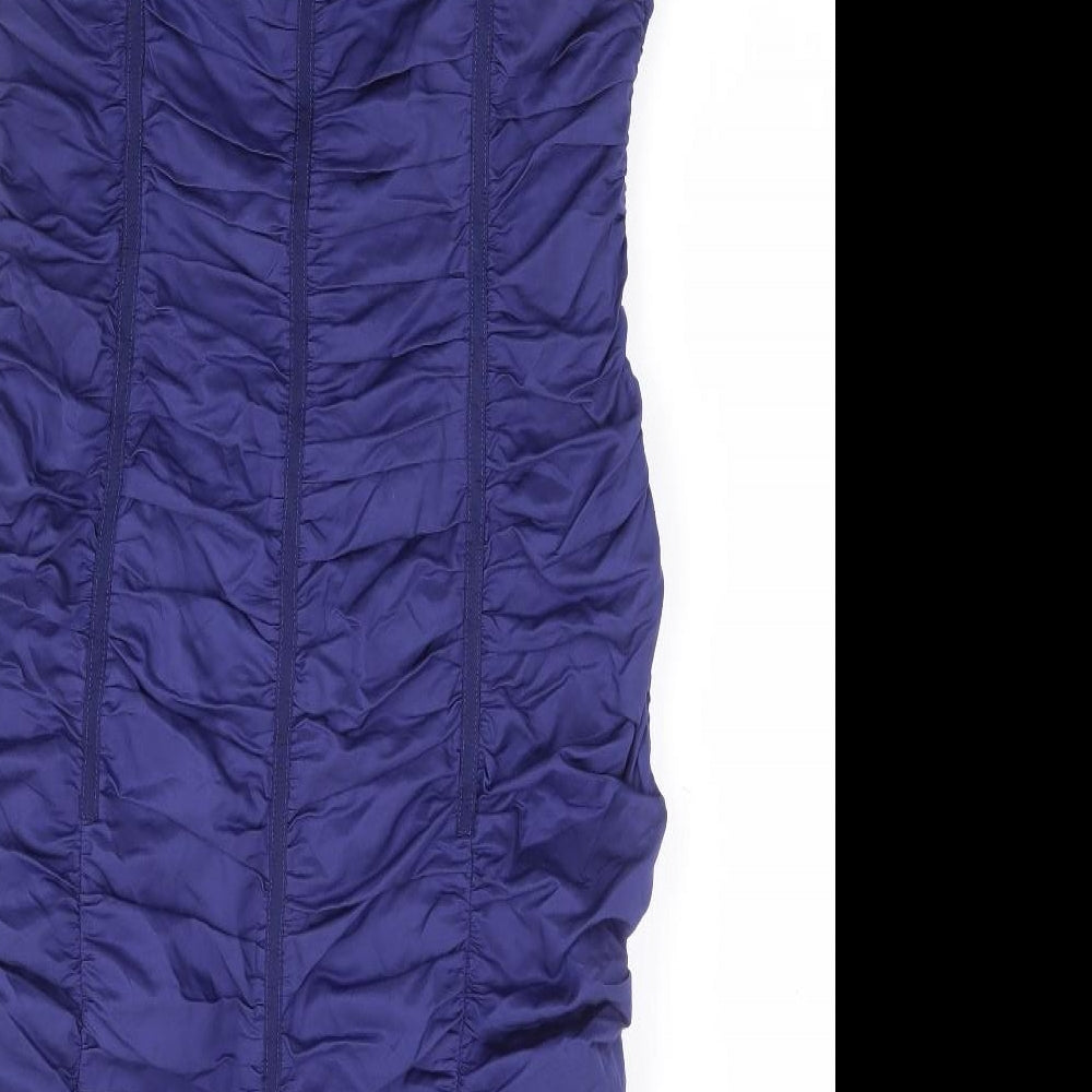 Whistles Womens Purple Cotton Bodycon Size 12 Square Neck Zip