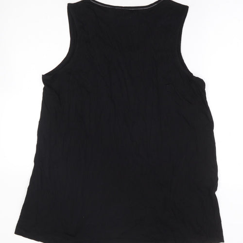 Bon Prix Collection Womens Black Cotton Basic Tank Size L Scoop Neck