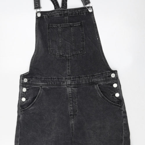 H&M Girls Black 100% Cotton Dungaree One-Piece Size 14 Years Buckle