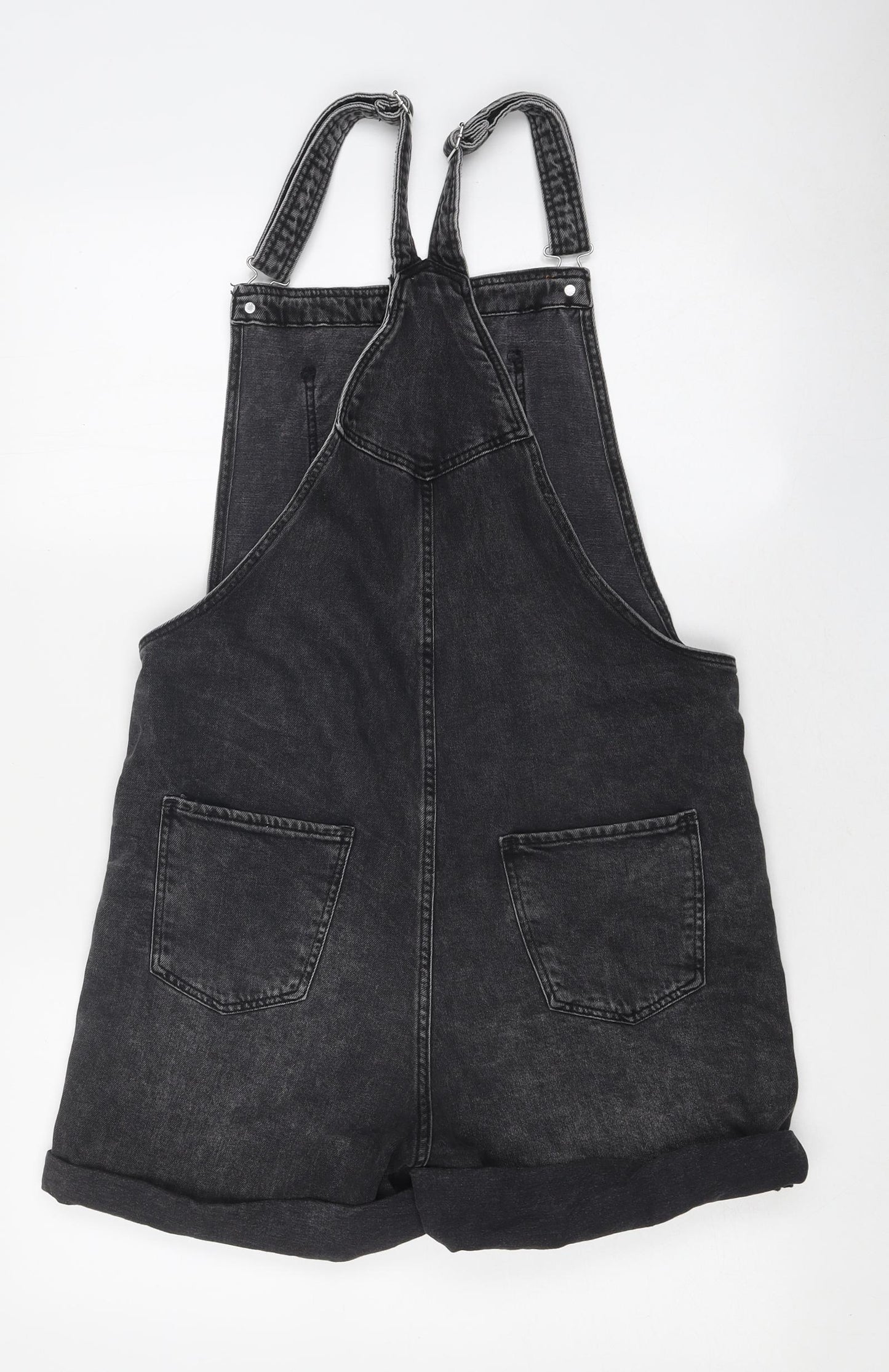 H&M Girls Black 100% Cotton Dungaree One-Piece Size 14 Years Buckle