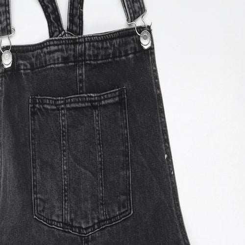 H&M Girls Black 100% Cotton Dungaree One-Piece Size 14 Years Buckle