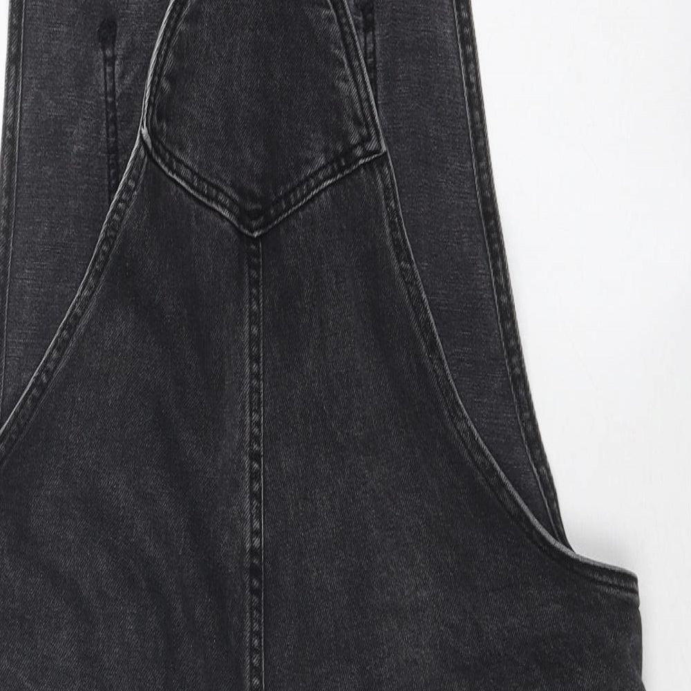 H&M Girls Black 100% Cotton Dungaree One-Piece Size 14 Years Buckle