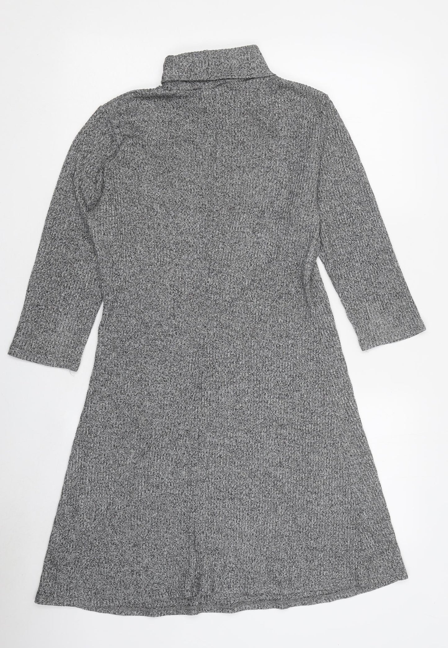 George Womens Grey 100% Cotton Skater Dress Size 10 Roll Neck Pullover