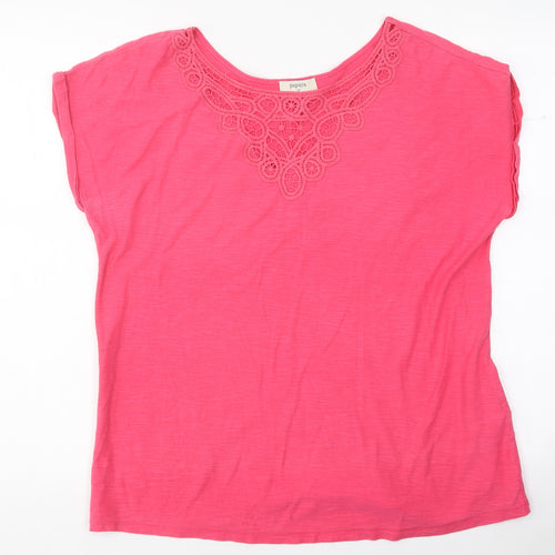 Papaya Womens Pink Polyester Basic Polo Size 12 Round Neck