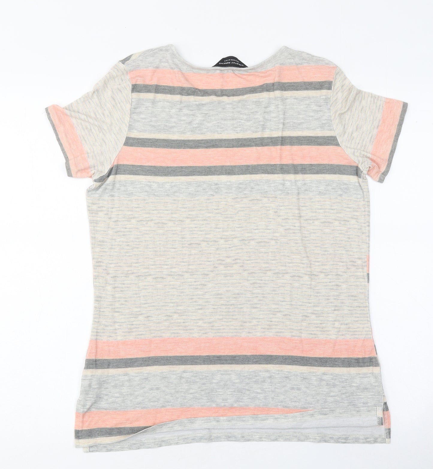 Dorothy Perkins Womens Multicoloured Striped Polyester Basic T-Shirt Size 14 Round Neck