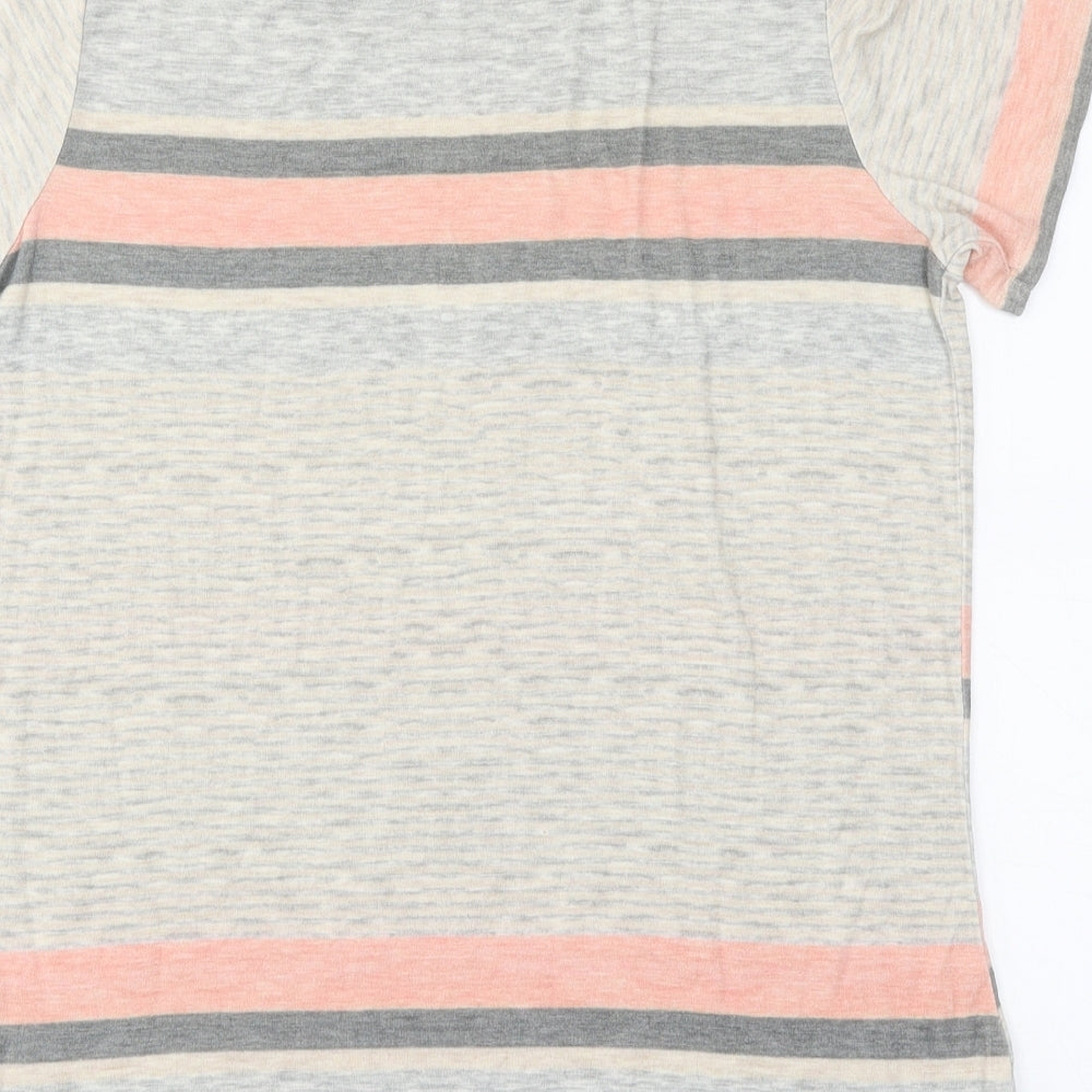 Dorothy Perkins Womens Multicoloured Striped Polyester Basic T-Shirt Size 14 Round Neck