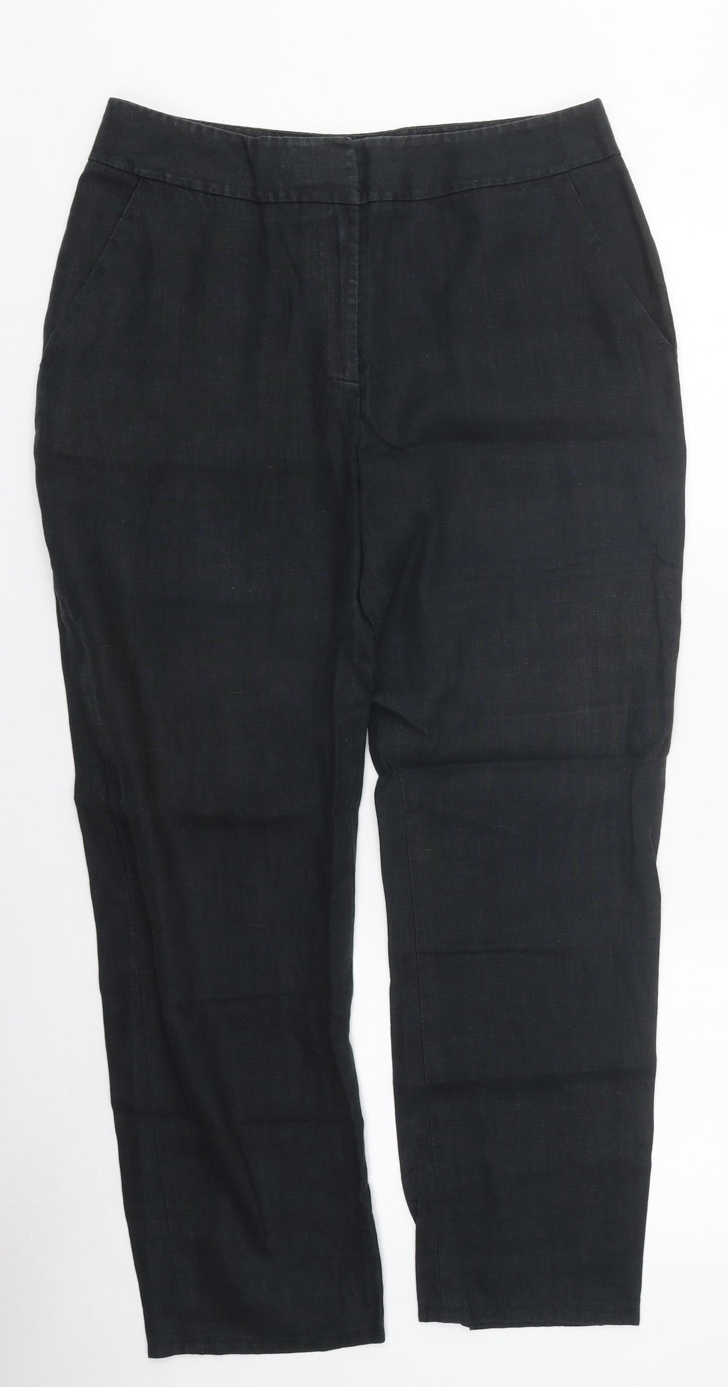 MINUET Womens Black Polyester Trousers Size 10 L34 in Regular Zip