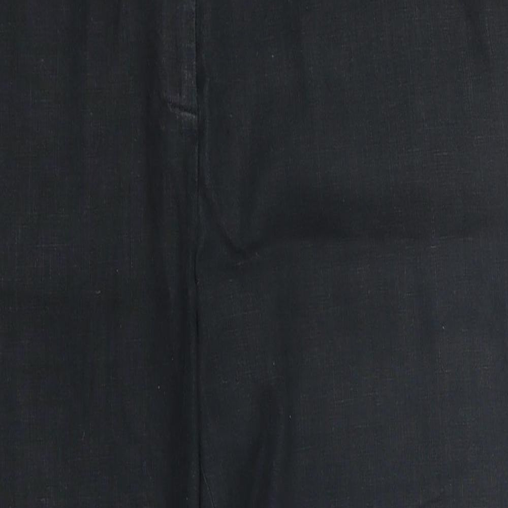 MINUET Womens Black Polyester Trousers Size 10 L34 in Regular Zip