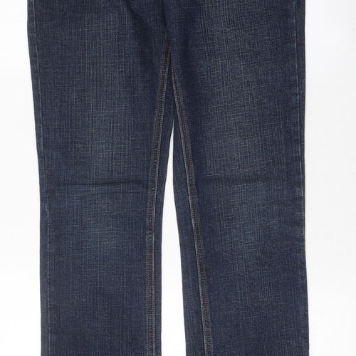 NEXT Womens Blue 100% Cotton Straight Jeans Size 10 L38 in Slim Zip