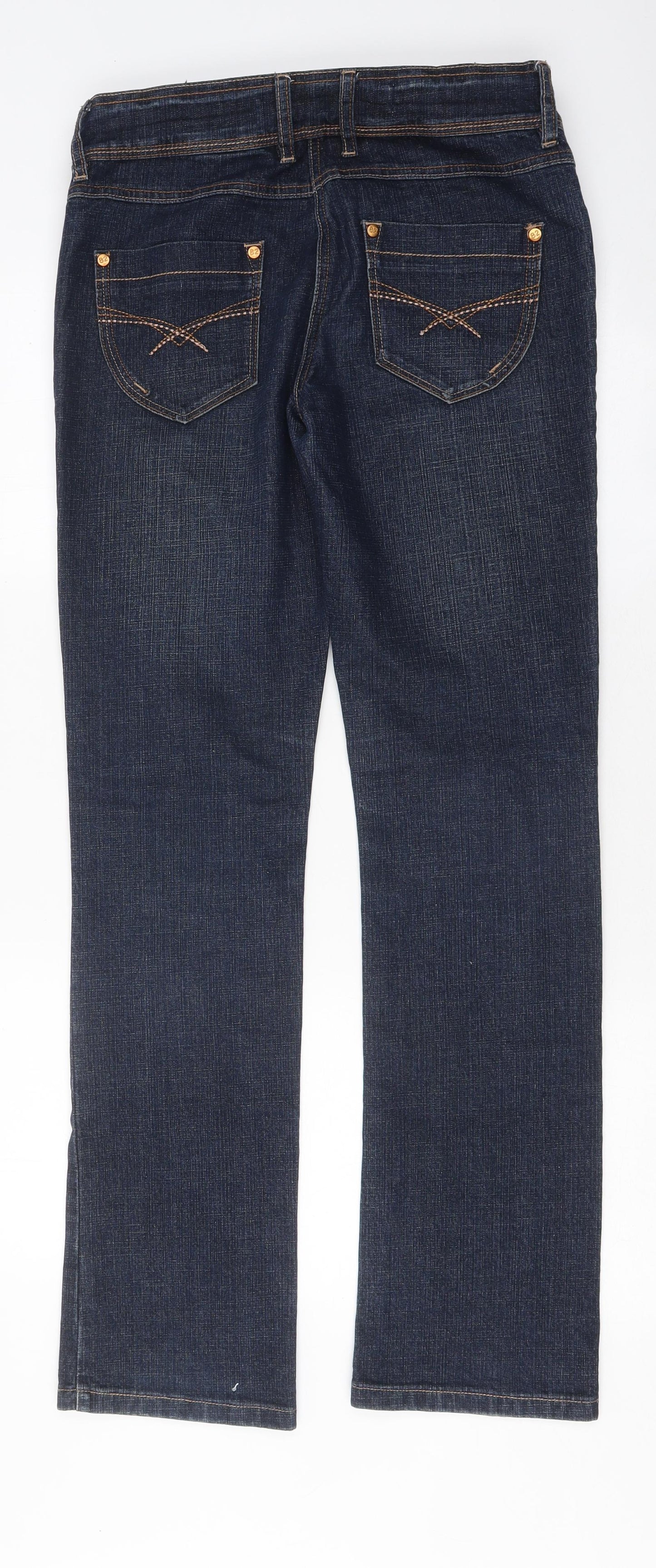 NEXT Womens Blue 100% Cotton Straight Jeans Size 10 L38 in Slim Zip
