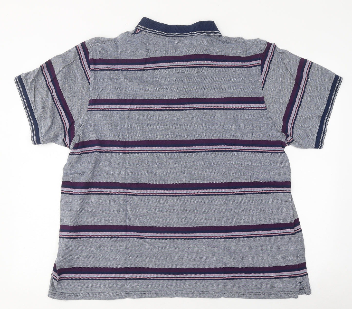 Maine Mens Multicoloured Striped Polyester Polo Size XL Collared Button