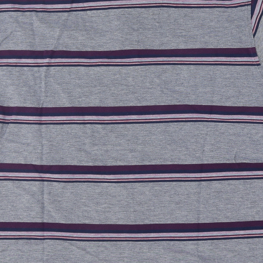 Maine Mens Multicoloured Striped Polyester Polo Size XL Collared Button