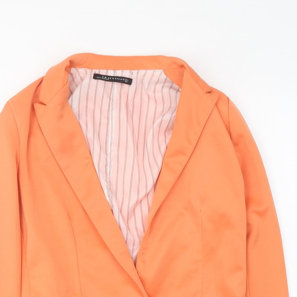 FXJCWoman Womens Orange Jacket Blazer Size 12 Button