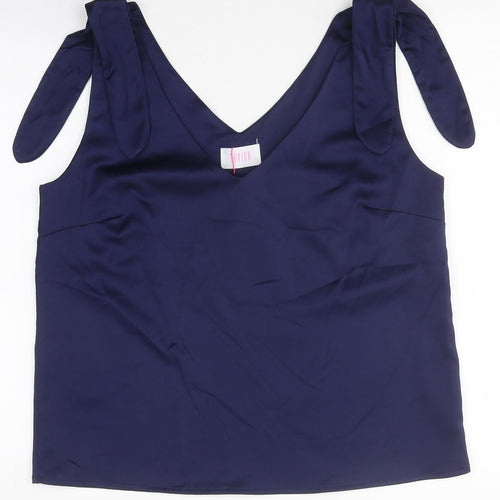 Savida Womens Blue Polyester Basic Tank Size M V-Neck