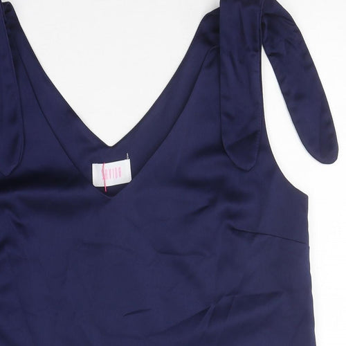 Savida Womens Blue Polyester Basic Tank Size M V-Neck