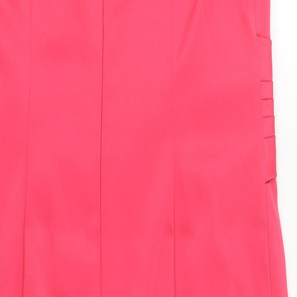 Gold Womens Pink Polyester Ball Gown Size 10 Square Neck Zip