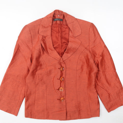 ALEX&CO Womens Orange Jacket Blazer Size 10 Button