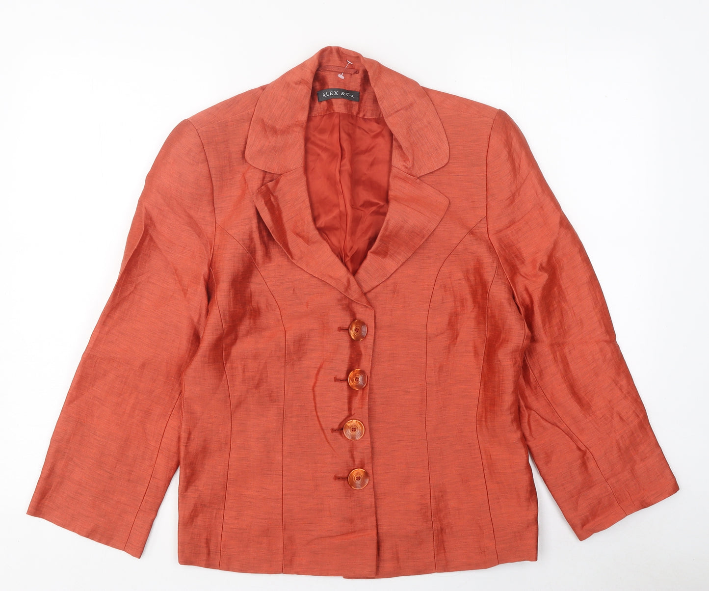 ALEX&CO Womens Orange Jacket Blazer Size 10 Button